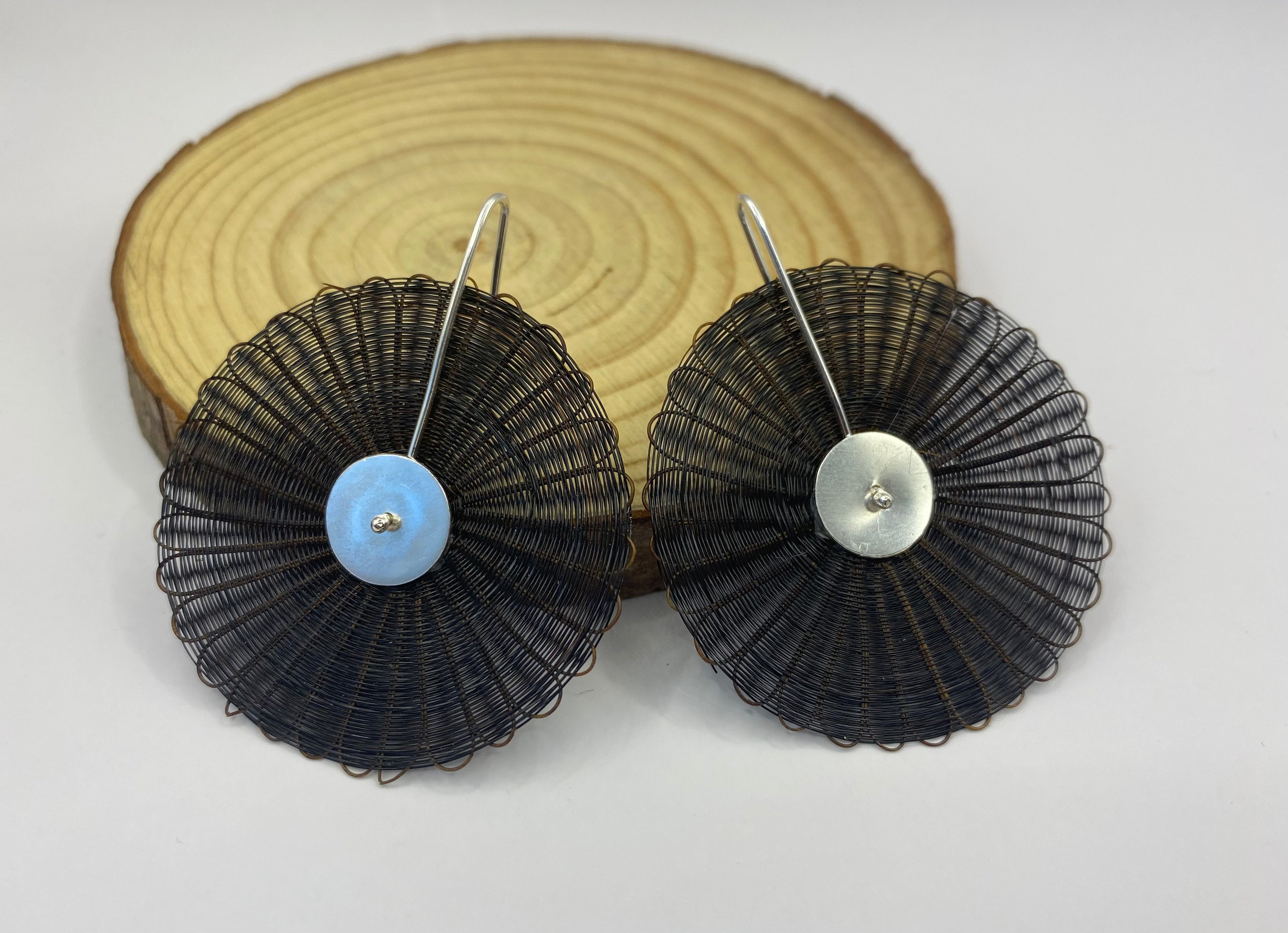 Aros negros de crin de caballo y plata