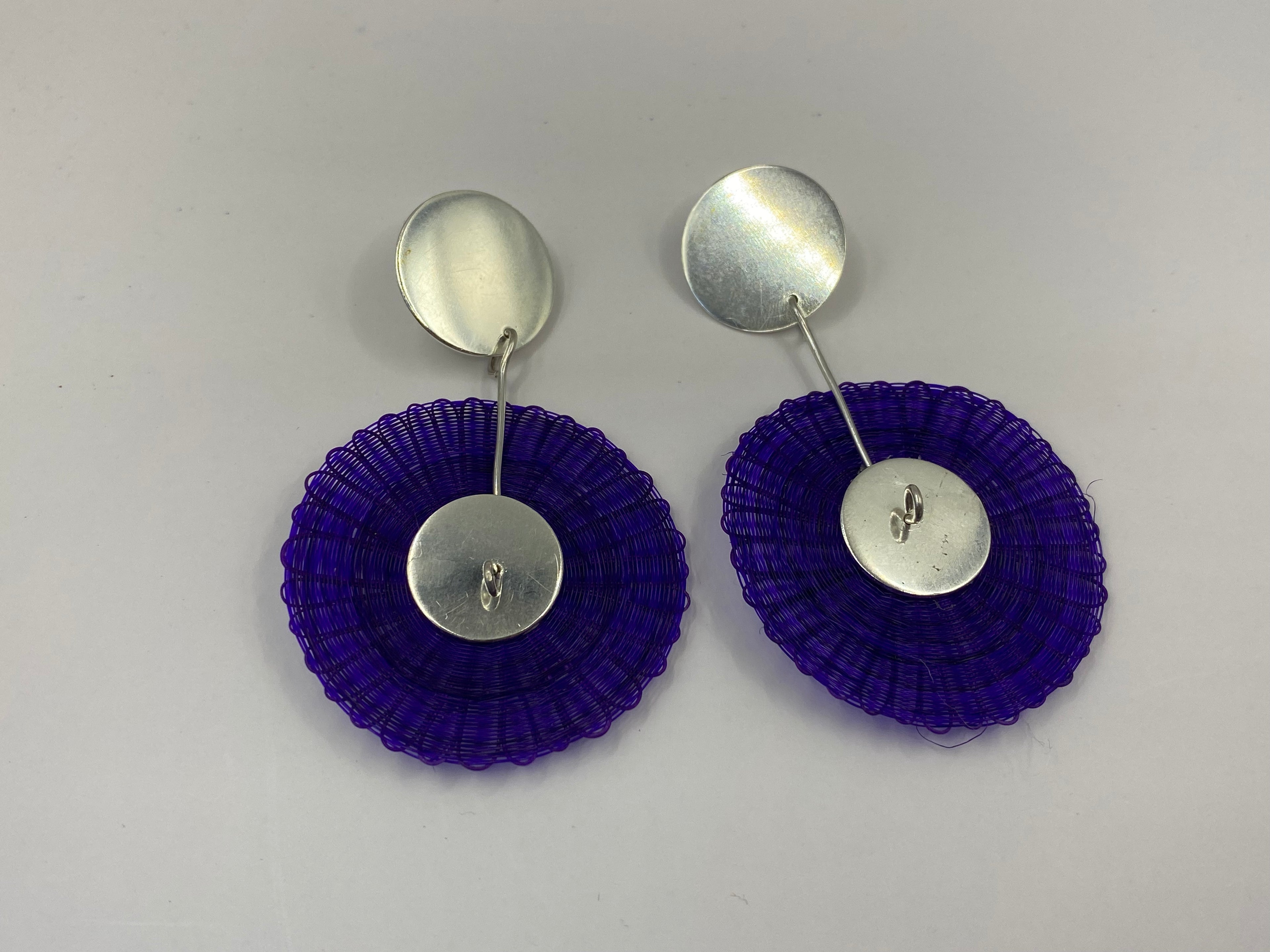 Aros Morados de crin de caballo y plata