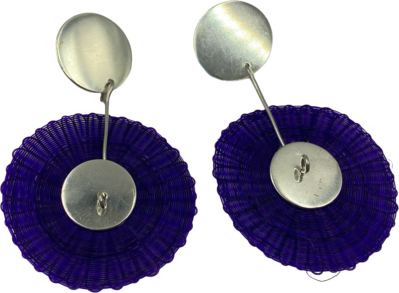 Aros Morados de crin de caballo y plata